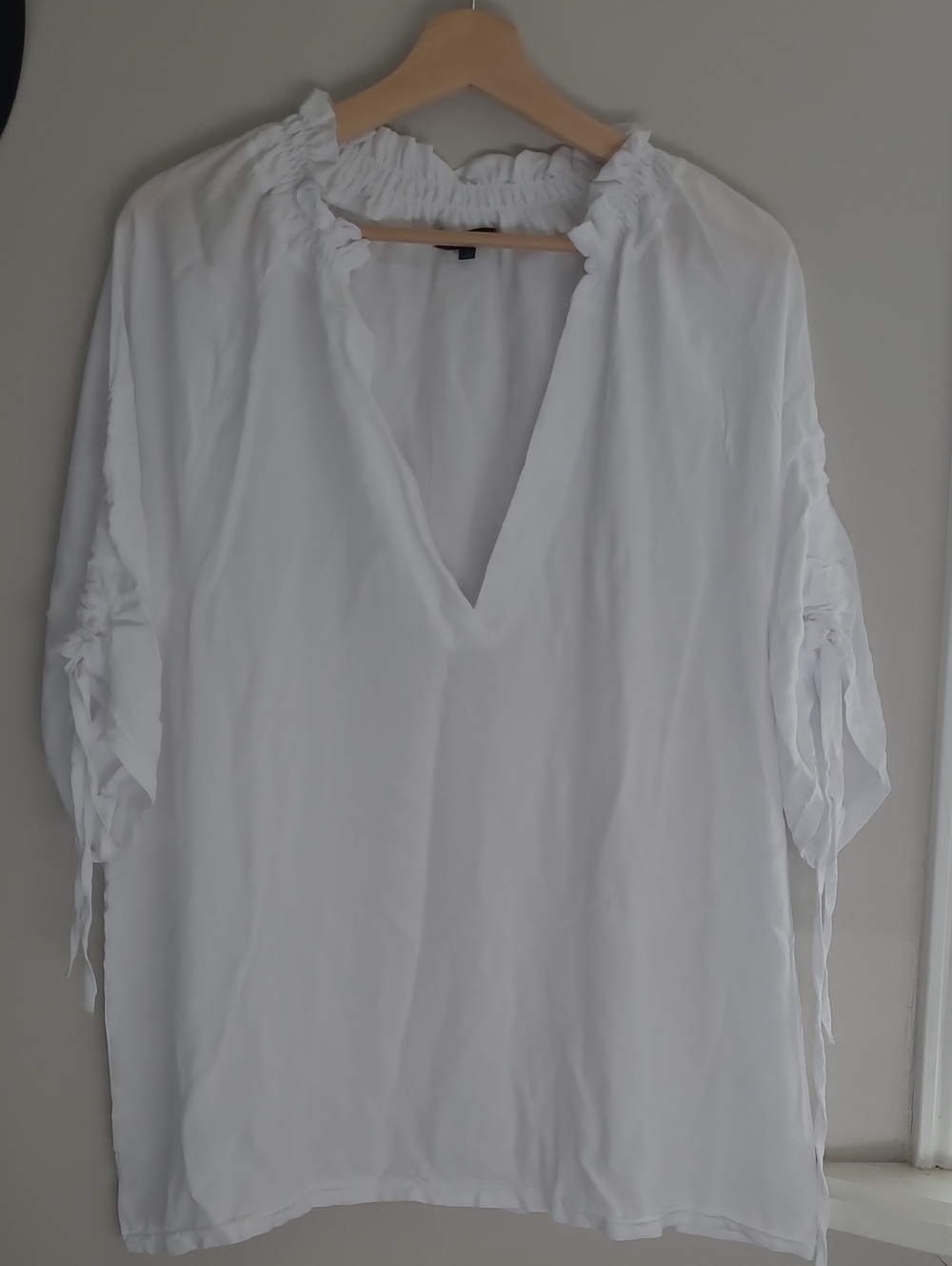 Goddess White Peasant Tunic with V-Neck